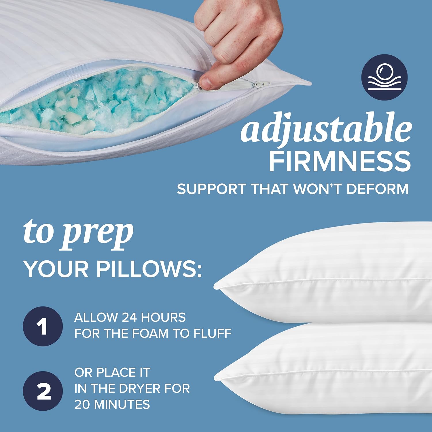 Adjustable Memory Foam Pillow Set (King) — photo 3